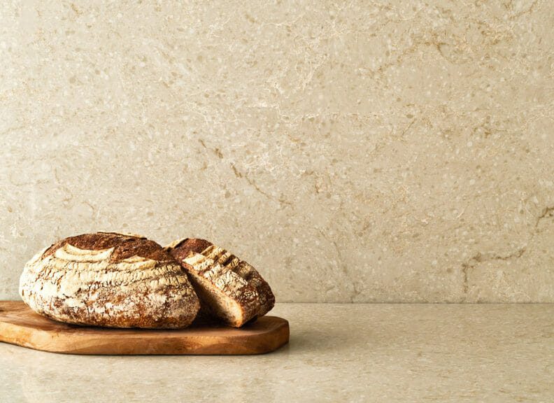 countertop with bread on it